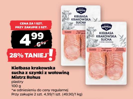 Kiełbasa krakowska sucha z szynki z wołowiną Mistrz Rohus