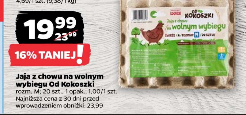 Jaja z chowu na wolnym wybiegu Od Kokoszki