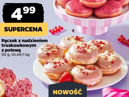 Pączek z nadzieniem truskawkowym z polewą