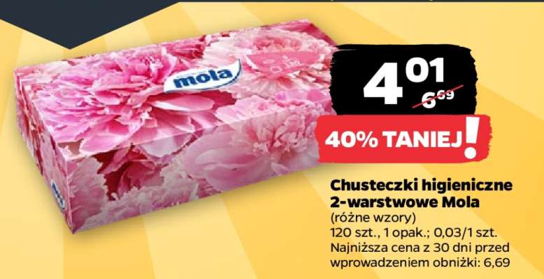 Chusteczki higieniczne 2-warstwowe Mola