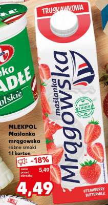 MLEKPOL Maślanka mrągowska różne smaki 1 l karton