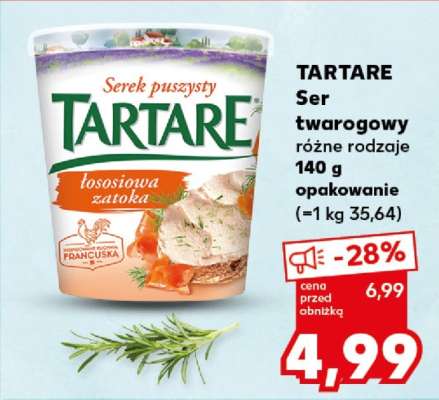 TARTARE Ser twarogowy różne rodzaje 140 g opakowanie