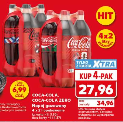 COCA-COLA, COCA-COLA ZERO Napój gazowany 4 x 2 l opakowanie