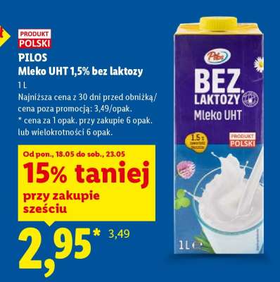 PILOS Mleko UHT 1,5% bez laktozy