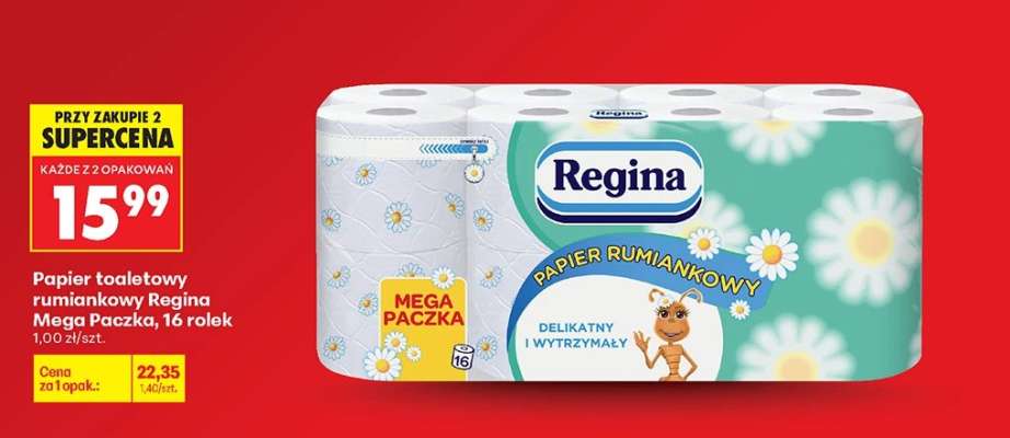 Papier toaletowy rumiankowy Regina Mega Paczka , 16 rolek