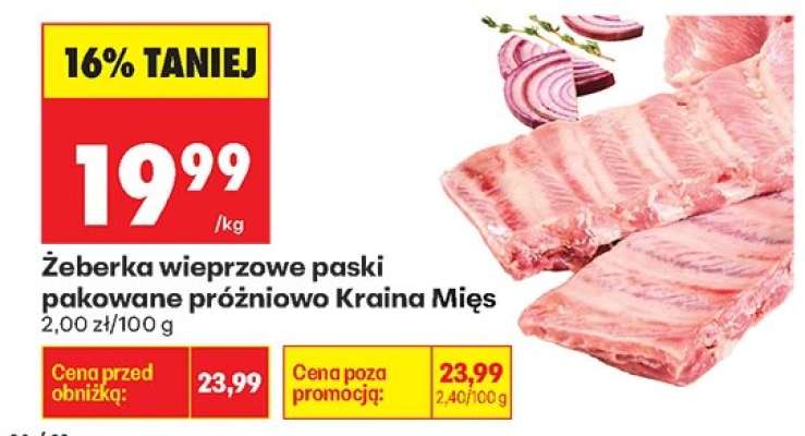 Żeberka wieprzowe paski pakowane próżniowo Kraina Mięs
