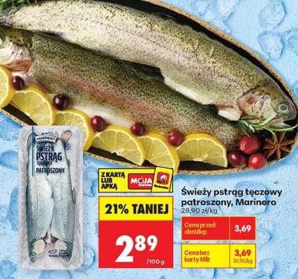 Świeży pstrąg tęczowy patroszony Marinero