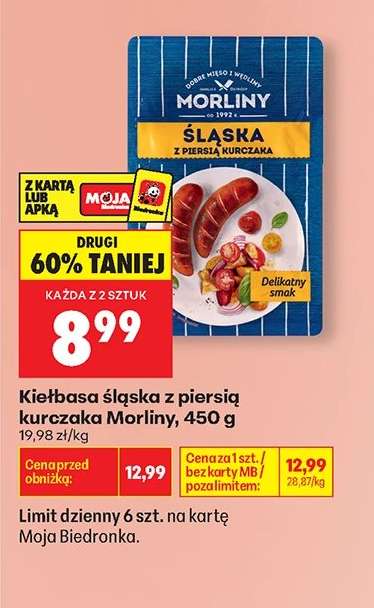 Kiełbasa śląska z piersią kurczaka Morliny, 450 g