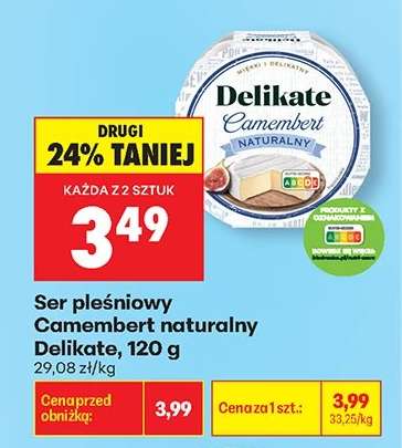Ser pleśniowy Camembert naturalny Delikate, 120 g
