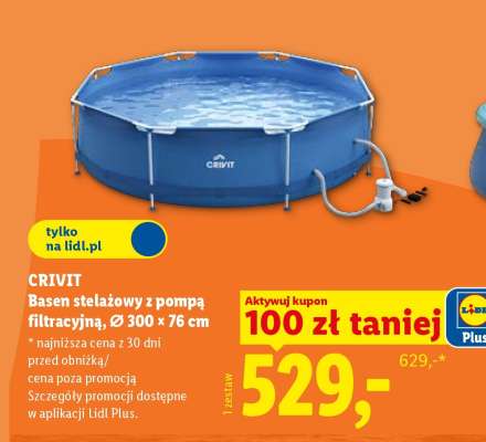 CRIVIT Basen stelażowy z pompą filtracyjną, Ø 300 x 76 cm