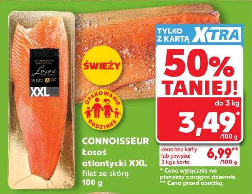 CONNOISSEUR Łosoś atlantycki XXL filet ze skórą 100 g