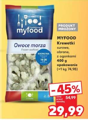 MYFOOD Krewetki surowe, obrane, z ogonkami