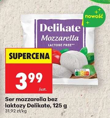 Ser mozzarella bez laktozy Delikate, 125 g