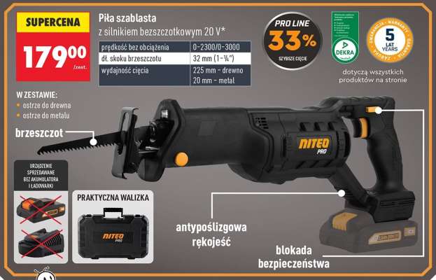 Piła szablasta z silnikiem bezszczotkowym 20 V