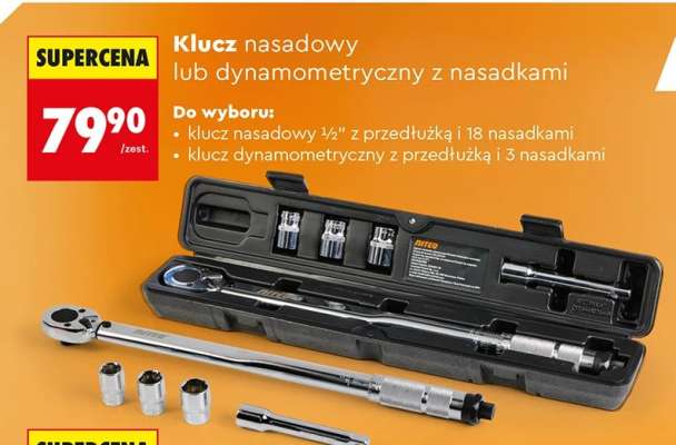 Klucz nasadowy lub dynamometryczny z nasadkami