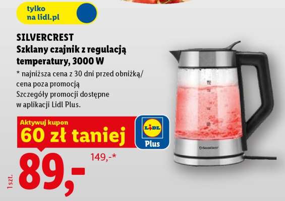 SILVERCREST Szklany czajnik z regulacją temperatury, 3000 W