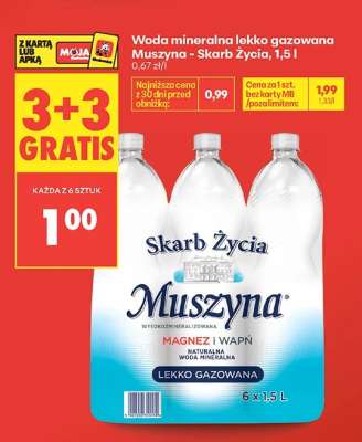 Woda mineralna lekko gazowana Muszyna Skarb Życia, 1,5 l