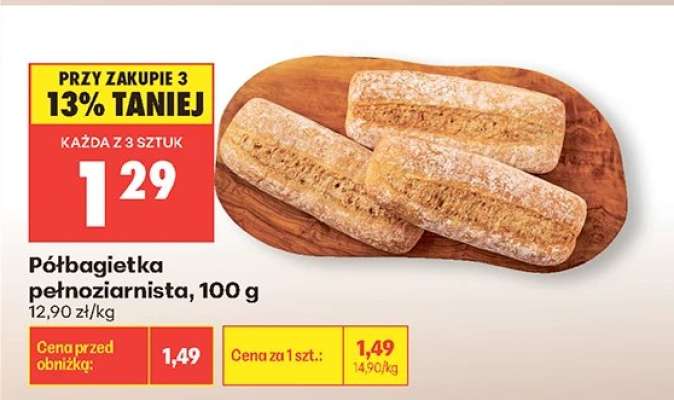 Półbagietka pełnoziarnista, 100 g