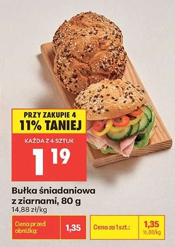 bułka sniadaniowa z ziarnami , 80 g