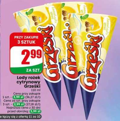 Lody rożek cytrynowy Grześki