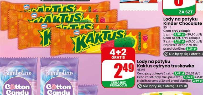 Lody na patyku Kaktus cytryna truskawka