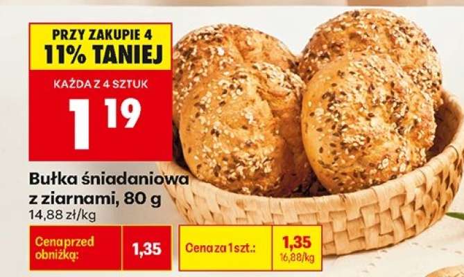 bułka sniadaniowa z ziarnami , 80 g