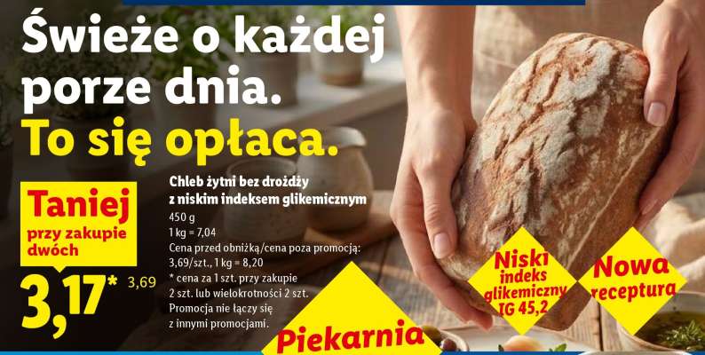 Chleb żytni bez drożdży z niskim indeksem glikemicznym