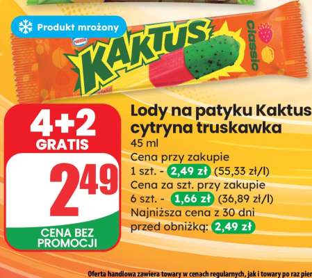 Lody na patyku Kaktus cytryna truskawka