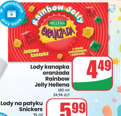 Lody kanapka oranżada Rainbow Jelly Hellena