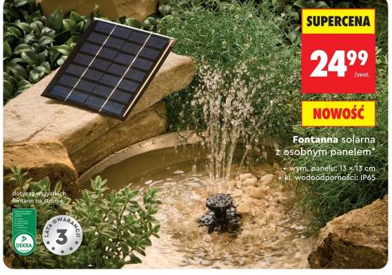 Fontanna solarna z osobnym panelem