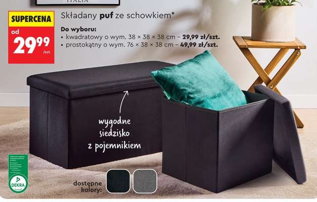 Składany puf ze schowkiem