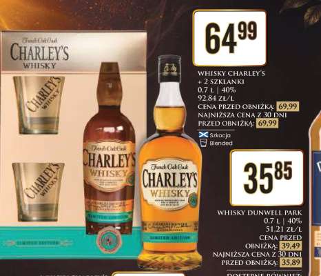 WHISKY CHARLEY'S + 2 SZKLANKI