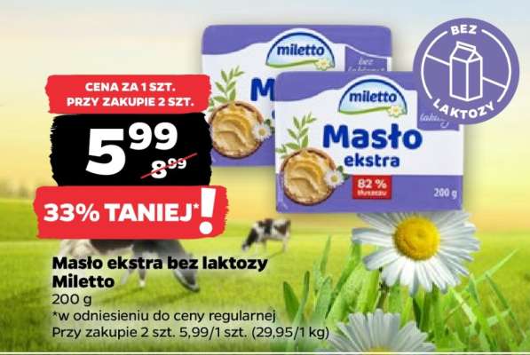 Masło ekstra bez laktozy Miletto
