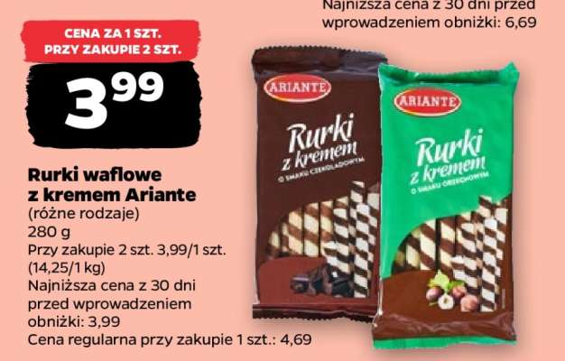 Rurki waflowe z kremem Ariante