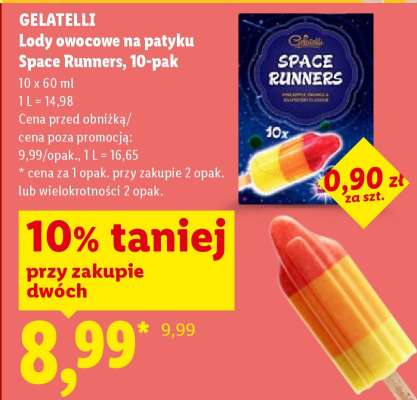 GELATELLI Lody owocowe na patyku Space Runners, 10-pak