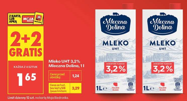 Mleko UHT 3,2% Mleczna Dolina, 1l