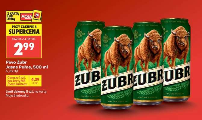 Piwo Żubr Jasne Pełne, 500 ml