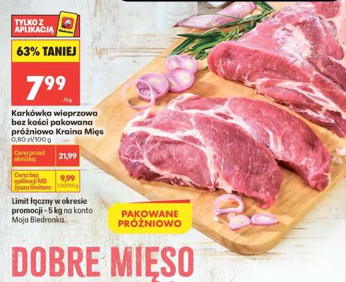 Karkówka wieprzowa bez kości pakowana próżniowo Kraina Mięs