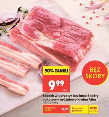 Boczek wieprzowy bez kości i skóry pakowany próżniowo Kraina Mięs