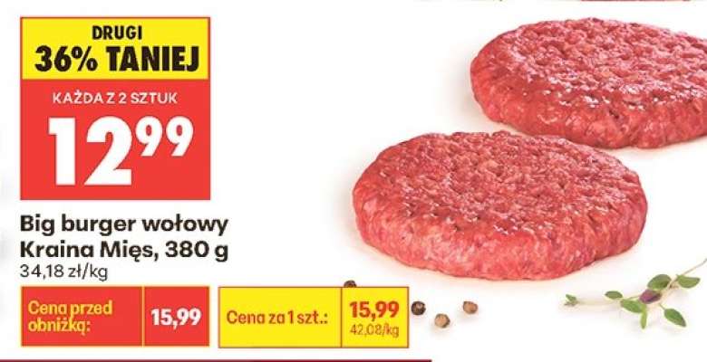 Big burger wołowy Kraina Mięs, 380 g