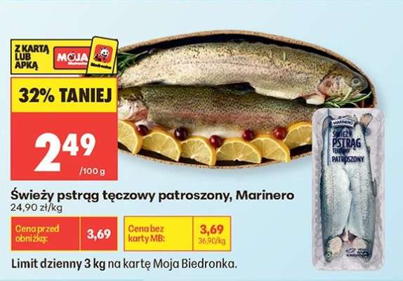 Świeży pstrąg tęczowy patroszony Marinero