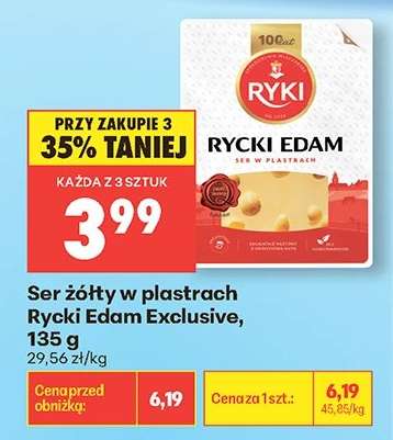 Ser żółty w plastrach Rycki Edam Exclusive , 135 g