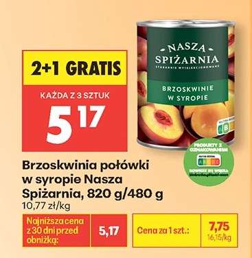 Brzoskwinia połówki w syropie Nasza Spiżarnia 820 g 480 g