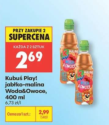 Kubuś Play! jabłko-malina Woda&Owoce, 400 ml