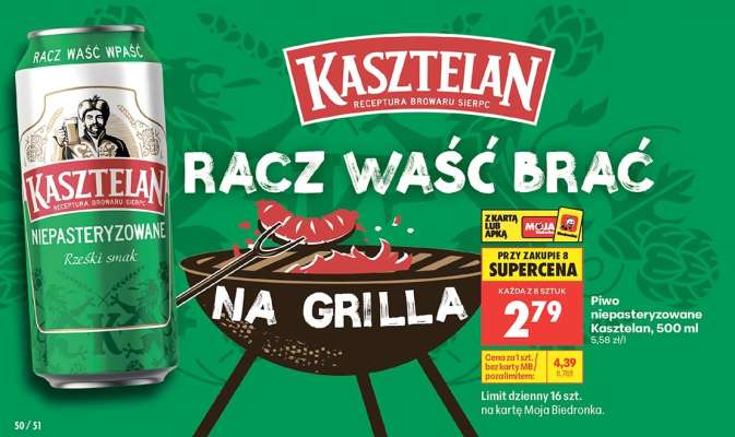 Piwo niepasteryzowane Kasztelan, 500 ml