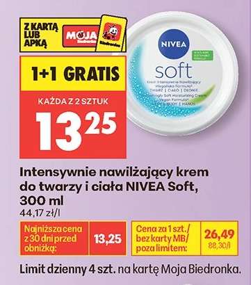 Intensywnie nawilżający krem do twarzy i ciała NIVEA Soft, 300 ml