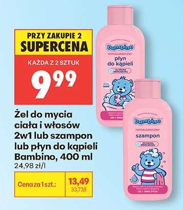 Žel do mycia ciała i włosów 2w1 lub szampon lub płyn do kąpieli Bambino 400 ml