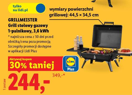 GRILLMEISTER Grill stołowy gazowy 1-palnikowy, 3,6 kWh