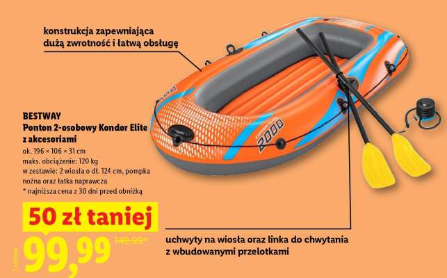 BESTWAY Ponton 2-osobowy Kondor Elite z akcesoriami
