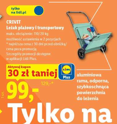 CRIVIT Leżak plażowy i transportowy